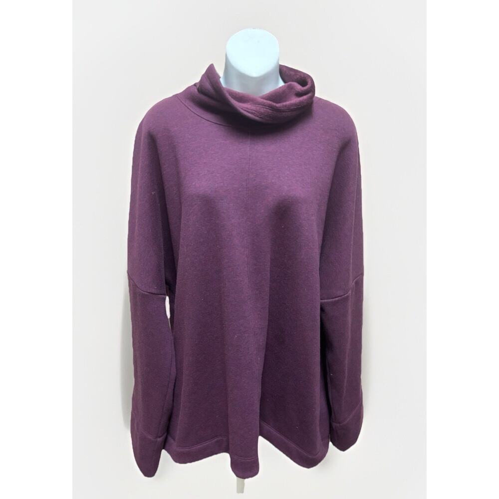 Athleta Womens Cowl Neck Sweatshirt Size XL Oversized Pullover Purple Athleisure